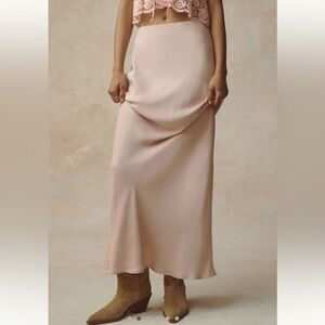 Anthropologie Tilda A-Line Maxi Slip Skirt NEW Medium Pink